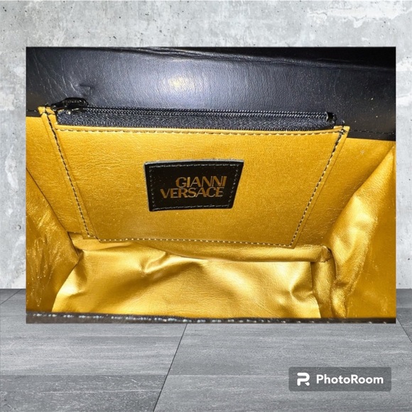 VERSACE Sunburst vanity bag Leopard Hand Bag PVC/Leather yellow/Black with COA - Picture 6 of 14